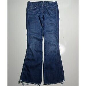 7 For All Mankind Womens Flare Jeans Size 26 Low Rise Blue Denim Y2K